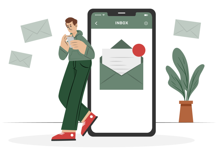 Client checking email inbox
